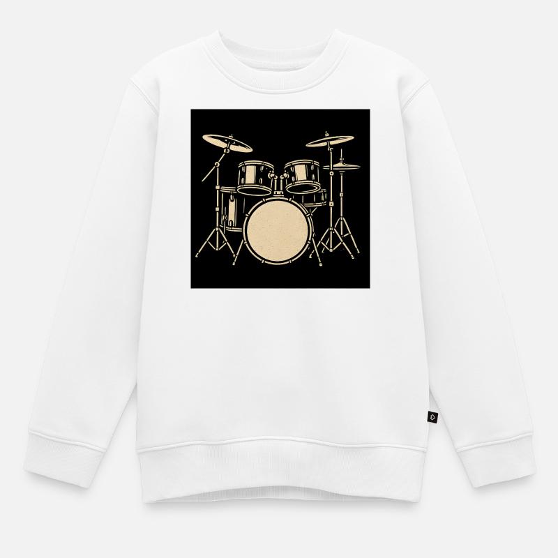 Black Silver Drumset Illustration - Kids Premium Organic Sweatshirt - white