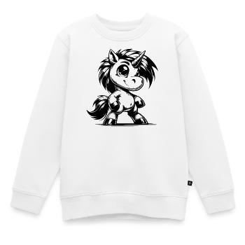 Kleiner Held auf vier Hufen und einem Zauberhorn - Kinder Premium Organic Sweatshirt - Weiß - Vorne - AI Model Kid Male (0cm)