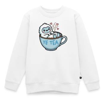 Yeti im Teebecher - Kinder Premium Organic Sweatshirt - Weiß - Vorne - AI Model Kid Male (0cm)