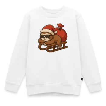 Cooles Weihnachtsfaultier auf Schlitten - Kinder Premium Organic Sweatshirt - Weiß - Vorne - AI Model Kid Male (0cm)