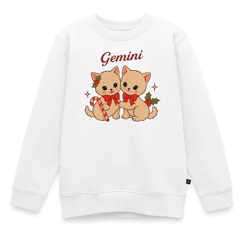 Duo de chats gémeaux en look de Noël - Sweat Premium enfant bio - blanc - Devant - AI Model Kid Male (0cm)