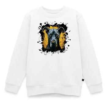 Blaues Hundeporträt mit Farbspritzern - Kinder Premium Organic Sweatshirt - Weiß - Vorne - AI Model Kid Male (0cm)