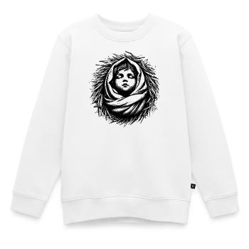 Le Bébé Jésus né dans la crèche de Noël - Sweat Premium enfant bio - blanc - Devant - AI Model Kid Male (0cm)
