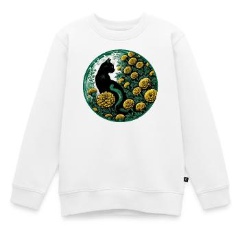 Chat de Minuit parmi les Soucis dorés - Sweat Premium enfant bio - blanc - Devant - AI Model Kid Male (0cm)