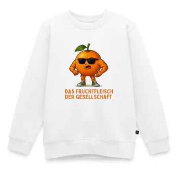 Orangene Pose: Fruchtfleisch der Gesellschaft - Kinder Premium Organic Sweatshirt - Weiß - Vorne - AI Model Kid Male (0cm)