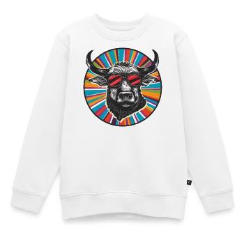 Bullen-Popart mit Sonnenbrille - Kinder Premium Organic Sweatshirt - Weiß - Vorne - AI Model Kid Male (0cm)
