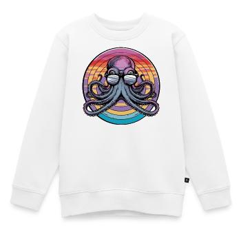 Octopus Retro Surf - Kinder Premium Organic Sweatshirt - Weiß - Vorne - AI Model Kid Male (0cm)