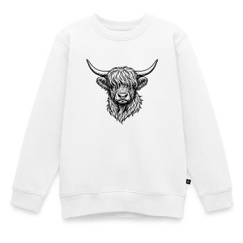 Dessin au trait Highlander monochrome - Sweat Premium enfant bio - blanc - Devant - AI Model Kid Male (0cm)