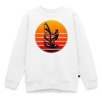 Minimalistisches Windsurfing Motiv - Kinder Premium Organic Sweatshirt - Weiß - Vorne - AI Model Kid Male (0cm)
