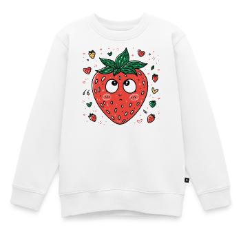 Kawaii Erdbeere mit neugierigen Augen - Kinder Premium Organic Sweatshirt - Weiß - Vorne - AI Model Kid Male (0cm)