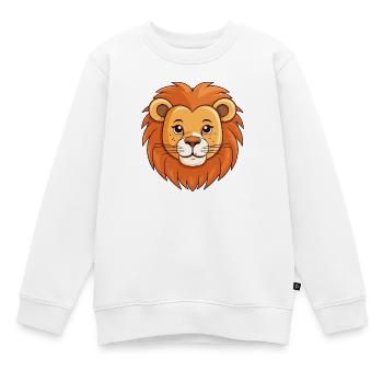 Caricature de la tête de lion - Sweat Premium enfant bio - blanc - Devant - AI Model Kid Male (0cm)