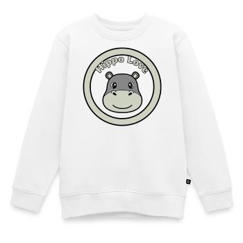 Hippo Love Hippo Logo Badge - Sweat Premium enfant bio - blanc - Devant - AI Model Kid Male (0cm)