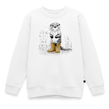 Mignonne loutre avec des bottes en caoutchouc jaunes - Sweat Premium enfant bio - blanc - Devant - AI Model Kid Male (0cm)