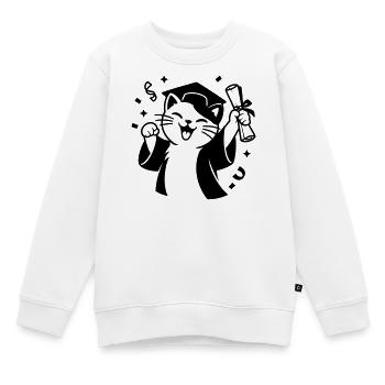 Diplom Katze - Kinder Premium Organic Sweatshirt - Weiß - Vorne - AI Model Kid Male (0cm)