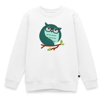 Cartoon-Eule mit schicke Brille - Kinder Premium Organic Sweatshirt - Weiß - Vorne - AI Model Kid Male (0cm)