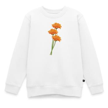 Orange Gerbera Trio - Sweat Premium enfant bio - blanc - Devant - AI Model Kid Male (0cm)