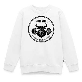 Iron Will Bull - Kids Premium Organic Sweatshirt - white - Front - AI Model Kid Male (0cm)