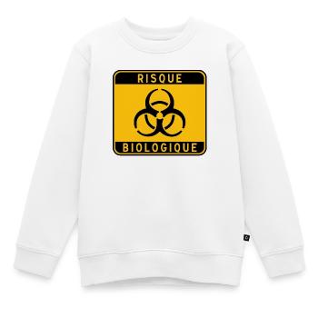 panneau_RISQUE_BIOLOGIQUE_31 - Kinder Premium Organic Sweatshirt - Weiß - Vorne - AI Model Kid Male (0cm)