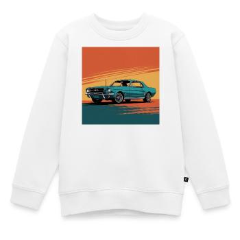 Türkis-Muscle Car bei Sonnenuntergang - Kinder Premium Organic Sweatshirt - Weiß - Vorne - AI Model Kid Male (0cm)