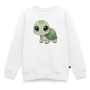 Mintgrüne Kuschelturtle - Kinder Premium Organic Sweatshirt - Weiß - Vorne - AI Model Kid Male (0cm)