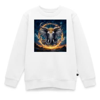Himmlischer Elefant mit goldener Krone - Kinder Premium Organic Sweatshirt - Weiß - Vorne - AI Model Kid Male (0cm)