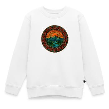 Sunrise Mountain Mandala t-shirt - Kids Premium Organic Sweatshirt - white - Front - AI Model Kid Male (0cm)