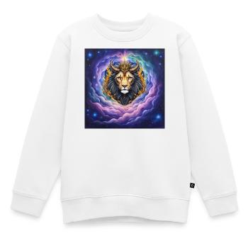Himmlischer Löwe mit goldener Krone - Kinder Premium Organic Sweatshirt - Weiß - Vorne - AI Model Kid Male (0cm)