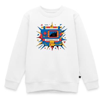 Retro-Neon-Konsole - Kinder Premium Organic Sweatshirt - Weiß - Vorne - AI Model Kid Male (0cm)