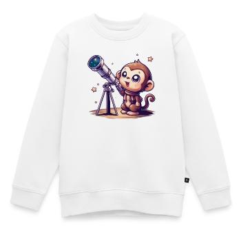 Sternenhimmel-Affe mit Teleskop - Kinder Premium Organic Sweatshirt - Weiß - Vorne - AI Model Kid Male (0cm)