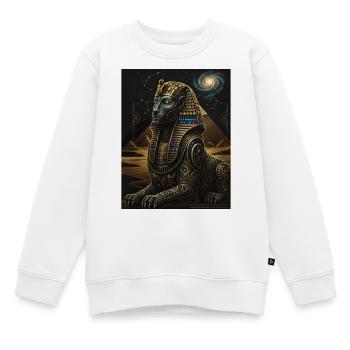 Sphinx Cosmique d’Anubis en or - Sweat Premium enfant bio - blanc - Devant - AI Model Kid Male (0cm)