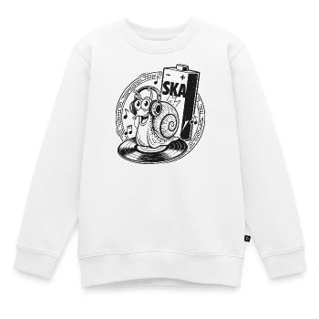 Escargot Ska avec casque - Sweat Premium enfant bio - blanc - Devant - AI Model Kid Male (0cm)