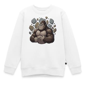 Kraftgorilla Steinbruch Attacke - Kinder Premium Organic Sweatshirt - Weiß - Vorne - AI Model Kid Male (0cm)