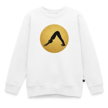 Yoga Silhouette du chien face vers le bas - Sweat Premium enfant bio - blanc - Devant - AI Model Kid Male (0cm)