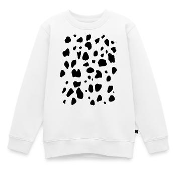 Taches noires à imprimé animal dalmatien de vache - Sweat Premium enfant bio - blanc - Devant - AI Model Kid Male (0cm)