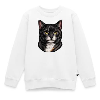 Katzenporträt Goldaugen - Kinder Premium Organic Sweatshirt - Weiß - Vorne - AI Model Kid Male (0cm)