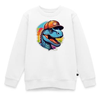 Dinosaur Rainbow Cap - Kids Premium Organic Sweatshirt - white - Front - AI Model Kid Male (0cm)
