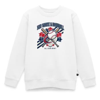 Red White Baseball All Star Spirit - Kinder Premium Organic Sweatshirt - Weiß - Vorne - AI Model Kid Male (0cm)
