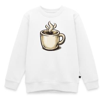 Kaffeebecher Vintage mit Dampf - Kinder Premium Organic Sweatshirt - Weiß - Vorne - AI Model Kid Male (0cm)