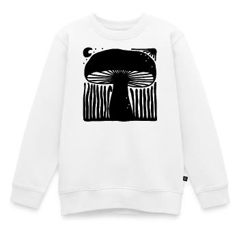 Illustration mystique de linogravure céleste en forme de champignon - Sweat Premium enfant bio - blanc - Devant - AI Model Kid Male (0cm)
