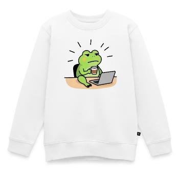 Froschkaffee und Laptop - Kinder Premium Organic Sweatshirt - Weiß - Vorne - AI Model Kid Male (0cm)
