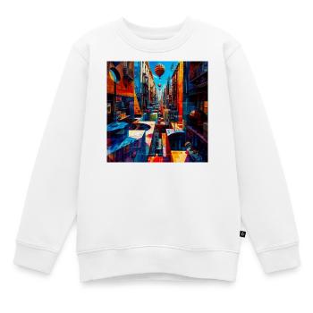 Buntes Straßenlabyrinth mit Luftballons - Kinder Premium Organic Sweatshirt - Weiß - Vorne - AI Model Kid Male (0cm)