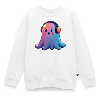 Gespenst mit Kopfhörern - Kinder Premium Organic Sweatshirt - Weiß - Vorne - AI Model Kid Male (0cm)