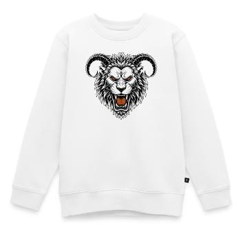 Löwenmaske Widderhörner Weißes Chimäre-Totem - Kinder Premium Organic Sweatshirt - Weiß - Vorne - AI Model Kid Male (0cm)