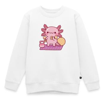 Niedliches Axolotl-Workout mit Hanteln - Kinder Premium Organic Sweatshirt - Weiß - Vorne - AI Model Kid Male (0cm)
