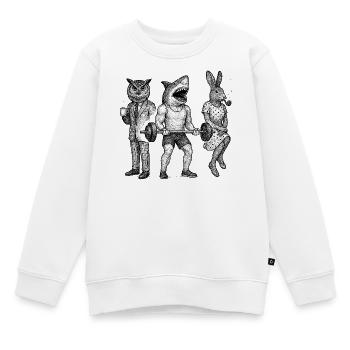 Anthro Trio : Gym, Bureau & Pipe - Sweat Premium enfant bio - blanc - Devant - AI Model Kid Male (0cm)