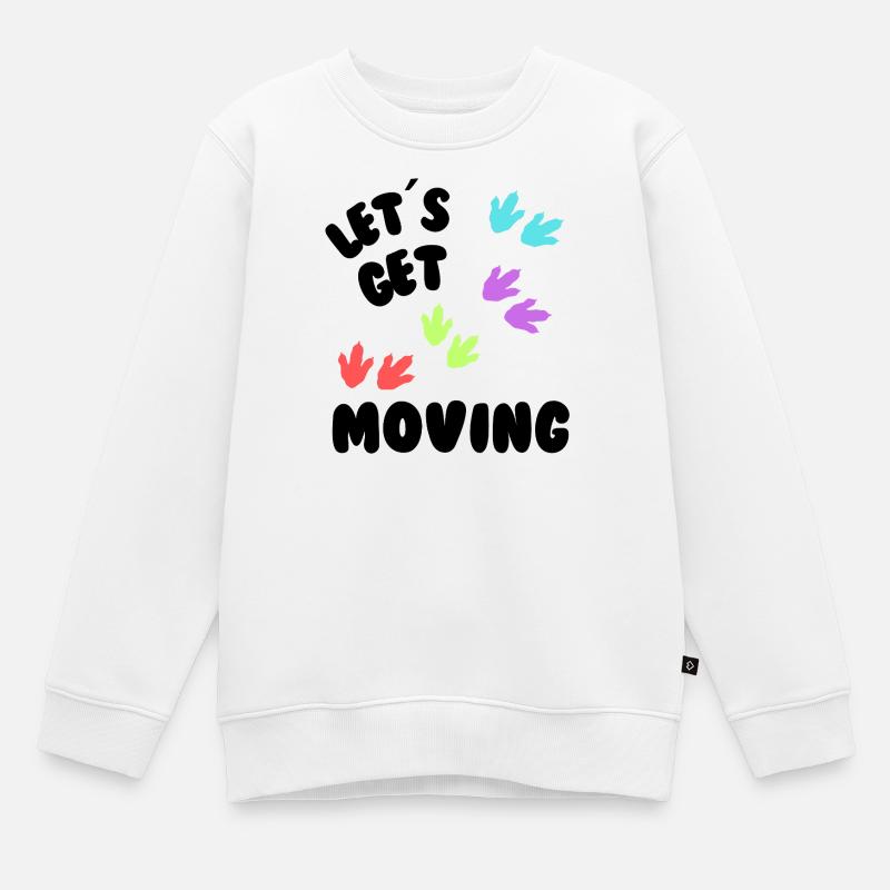 Let's Get Move – Dinosaur Tracks Kindershirt - Kinder Premium Organic Sweatshirt - Weiß