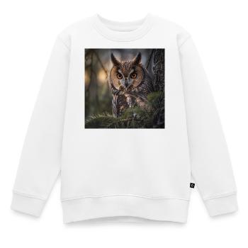 Hibou dans le brouillard forestier - Sweat Premium enfant bio - blanc - Devant - AI Model Kid Male (0cm)