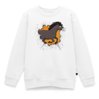 Eine Karikatur eines galoppierenden Abaga-Pferdes - Kinder Premium Organic Sweatshirt - Weiß - Vorne - AI Model Kid Male (0cm)