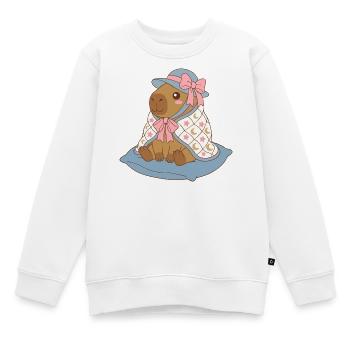 Moonstar Capybara Vintage Bow – Cozy Toddler Gift - Kids Premium Organic Sweatshirt - white - Front - AI Model Kid Male (0cm)