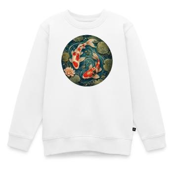 Étang Koi - Sweat Premium enfant bio - blanc - Devant - AI Model Kid Male (0cm)